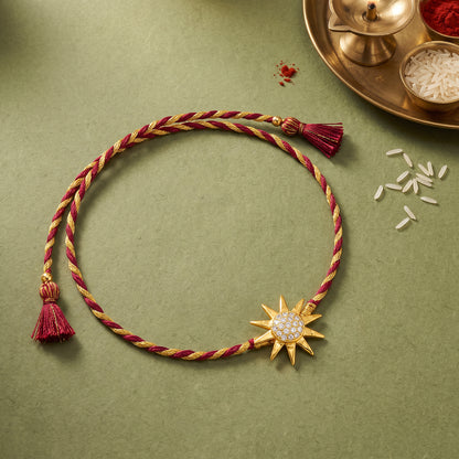 Golden Sparkling Sun Rakhi
