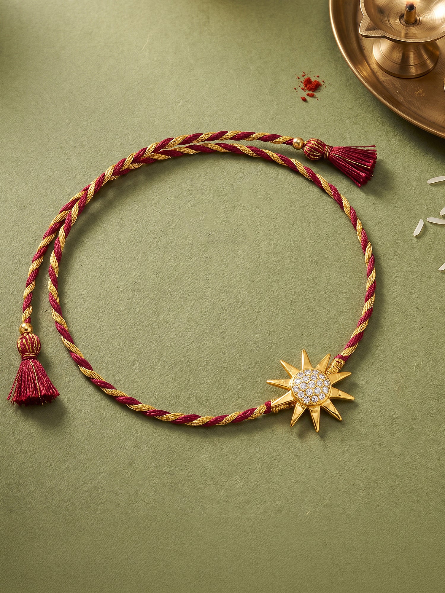 Golden Sparkling Sun Rakhi
