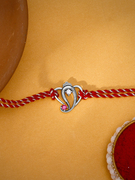 Oxidised Silver Lord Ganesha Rakhi