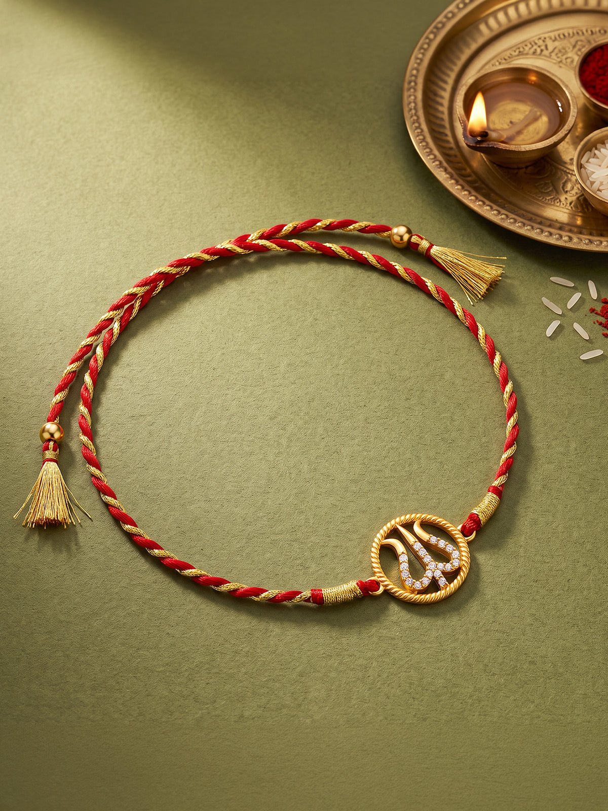 Golden Divine Trishula Rakhi