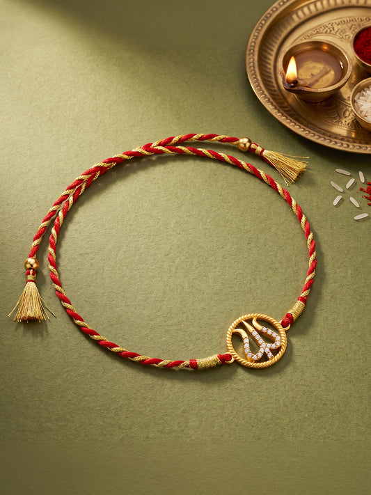 Golden Divine Trishula Rakhi