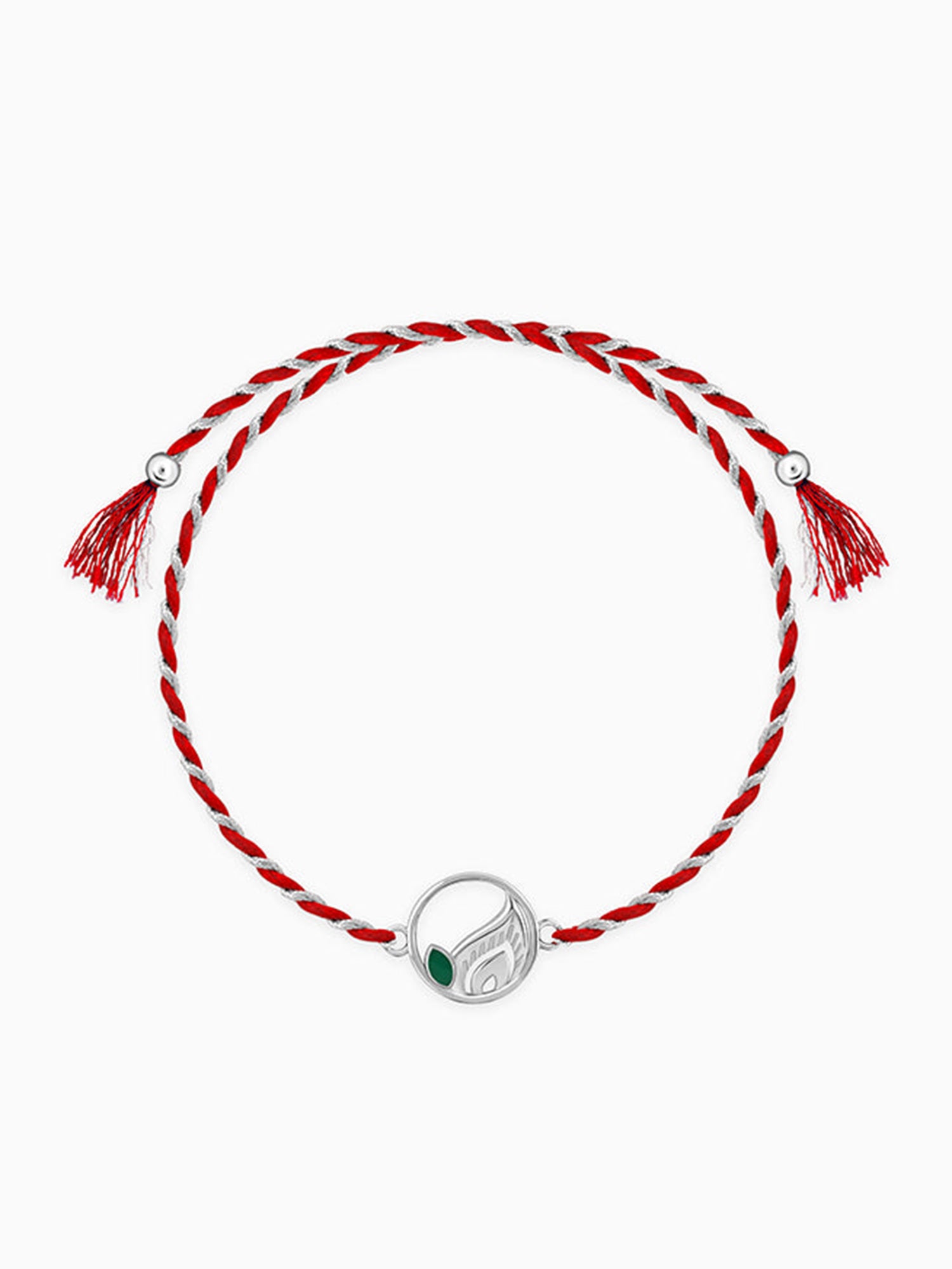 Silver Peacock Feather Rakhi