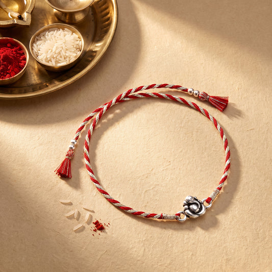 Silver Ganpati Motif Rakhi