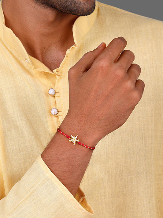 Golden Sparkling Flower Rakhi