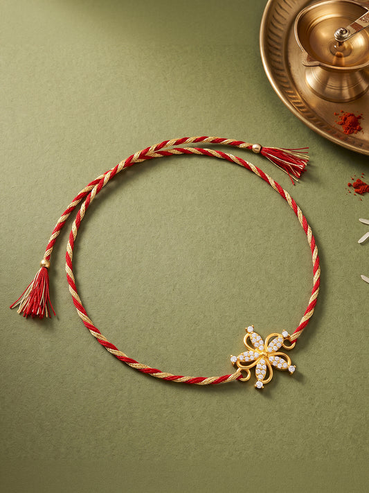 Golden Sparkling Flower Rakhi