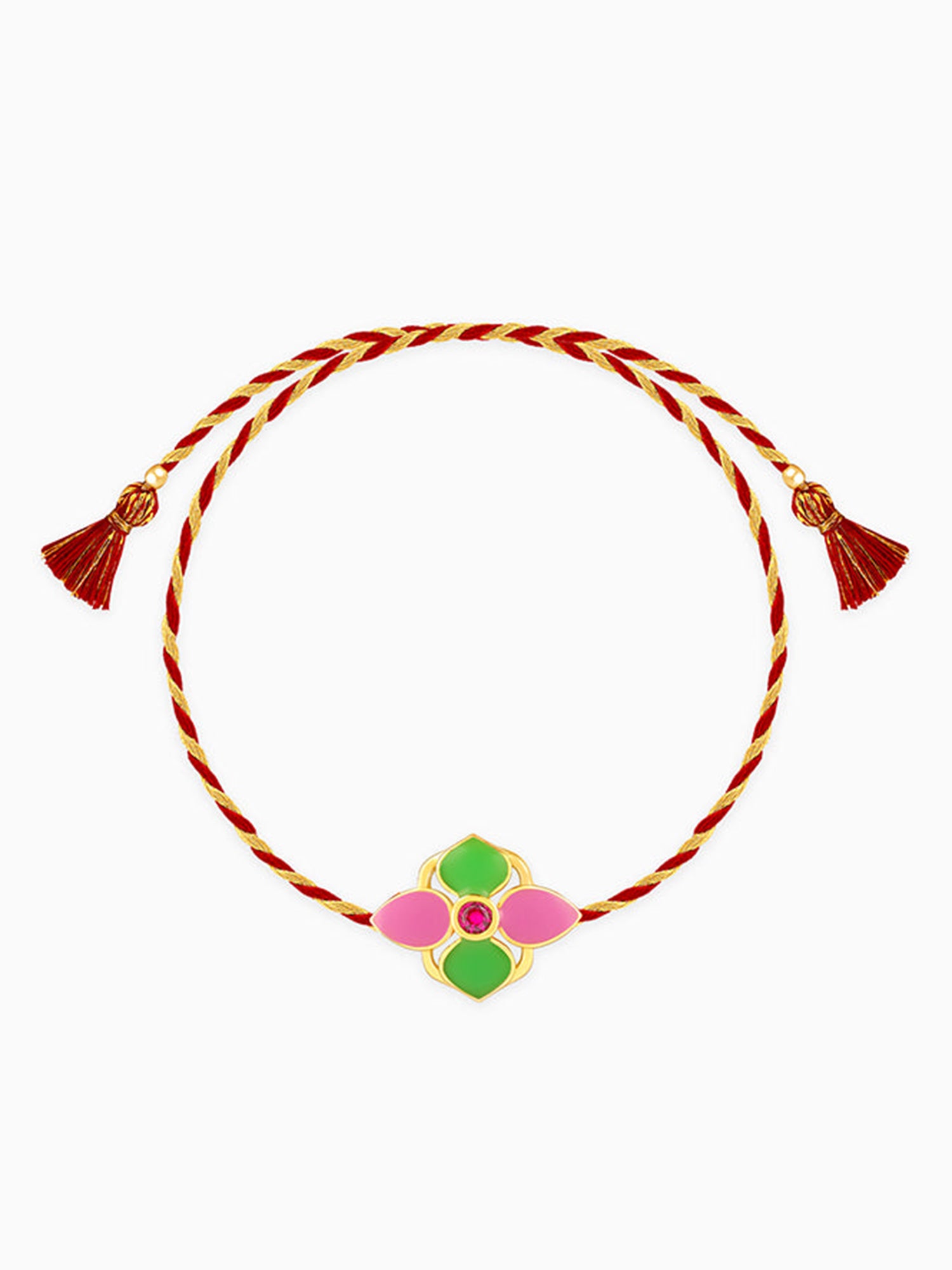 Golden Colourful Floral Rakhi