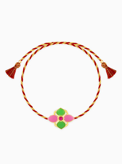 Golden Colourful Floral Rakhi