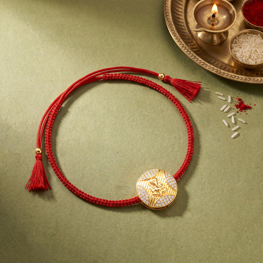 Golden Ganesha Blessing Rakhi