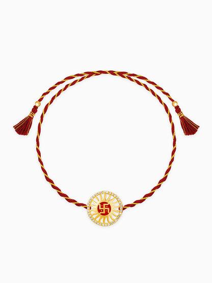 Golden Swastik Chakra Rakhi