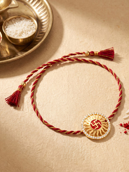 Golden Swastik Chakra Rakhi