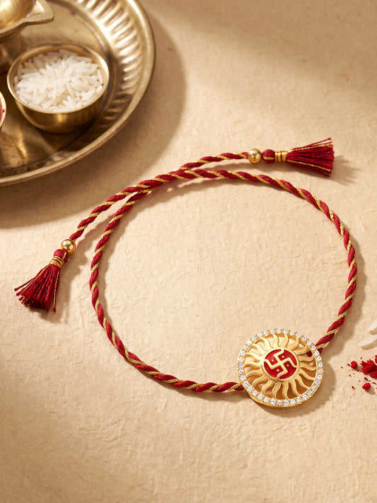 Golden Swastik Chakra Rakhi