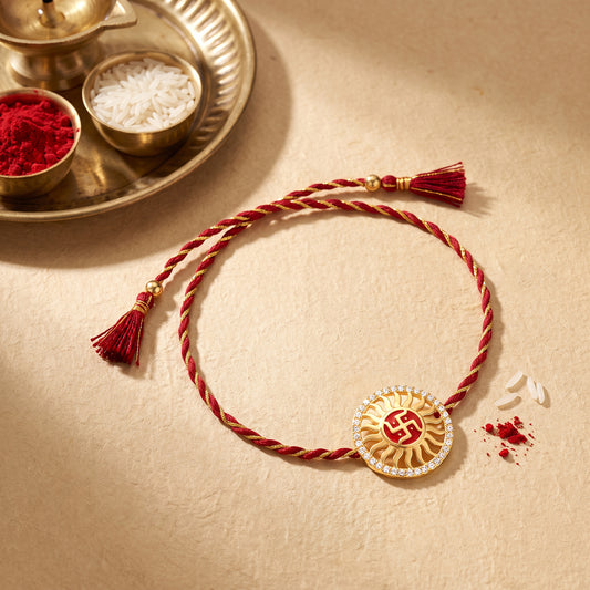 Golden Swastik Chakra Rakhi