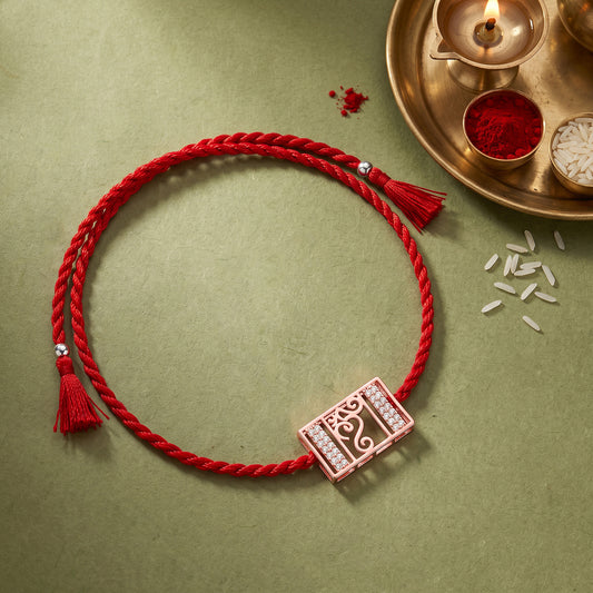 Rose Gold Spiritual Om Rakhi