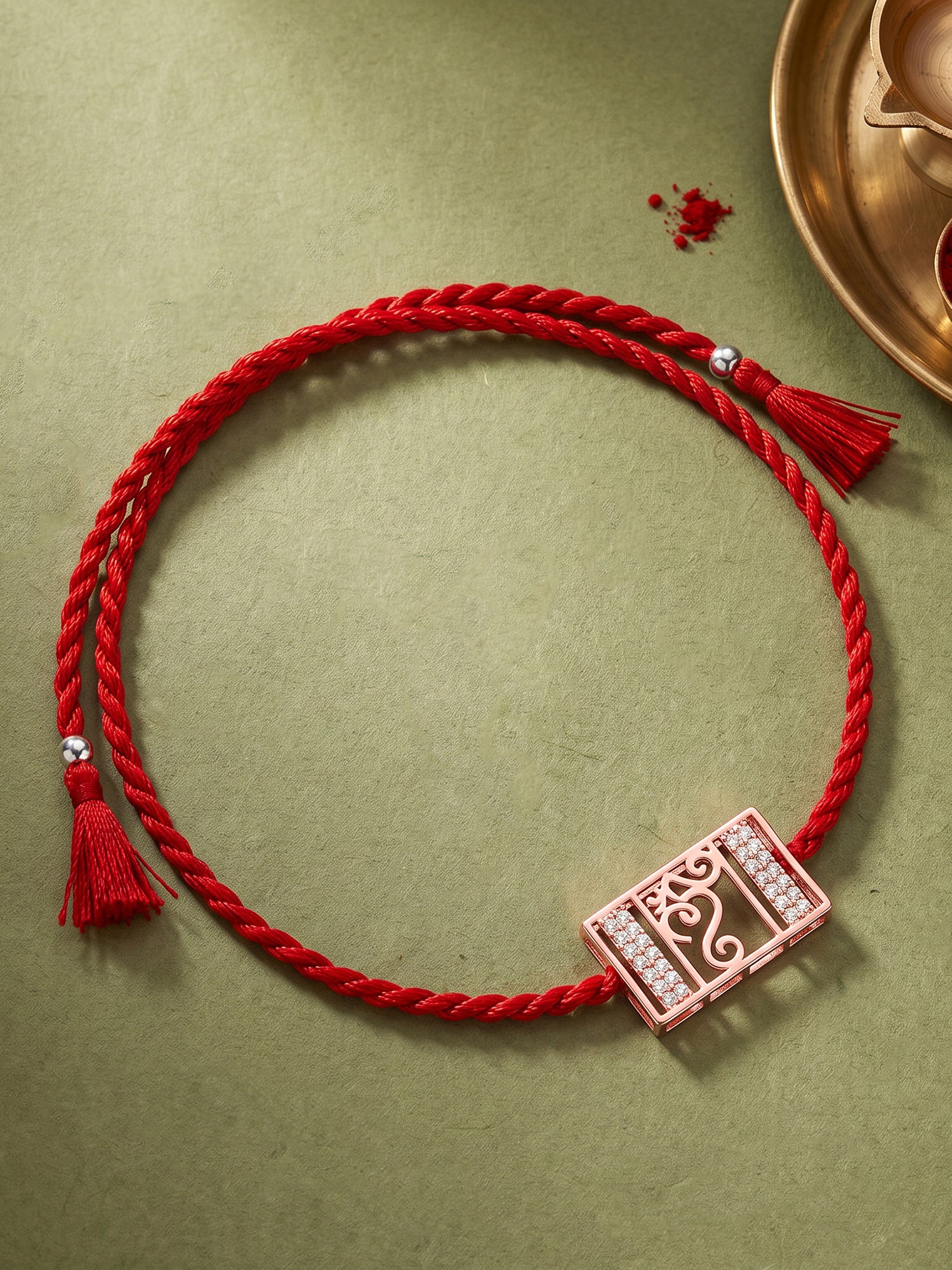 Rose Gold Spiritual Om Rakhi