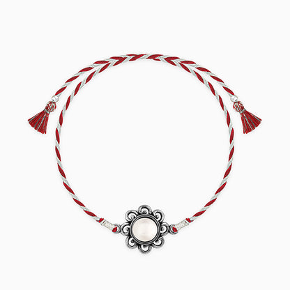Oxidised Silver Pearl Flower Rakhi