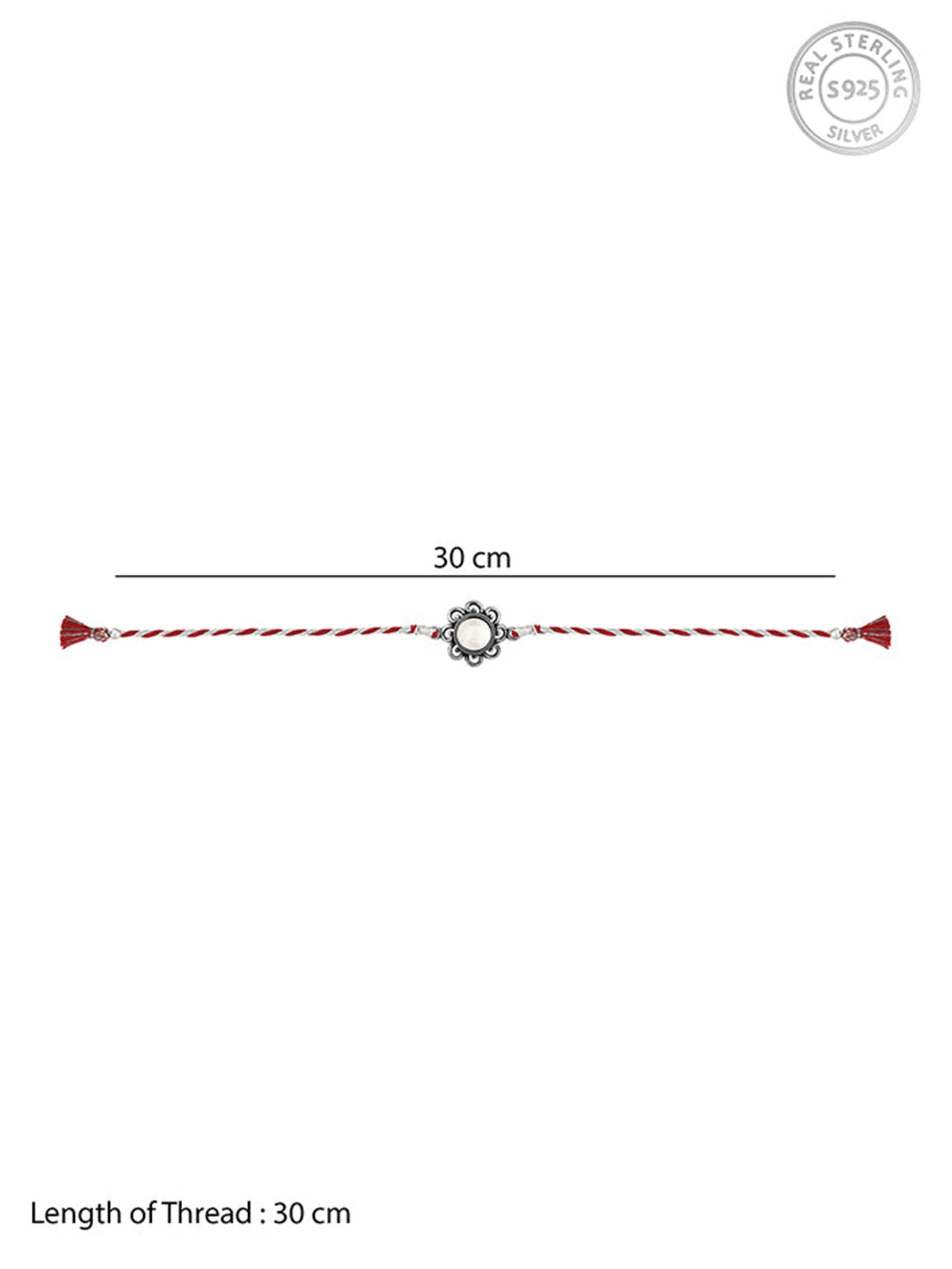 Oxidised Silver Pearl Flower Rakhi
