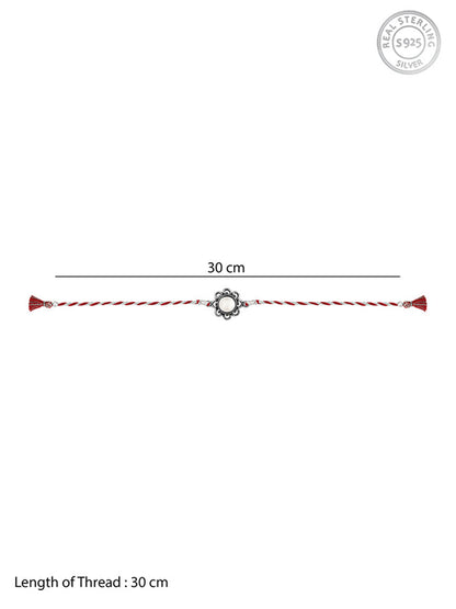 Oxidised Silver Pearl Flower Rakhi
