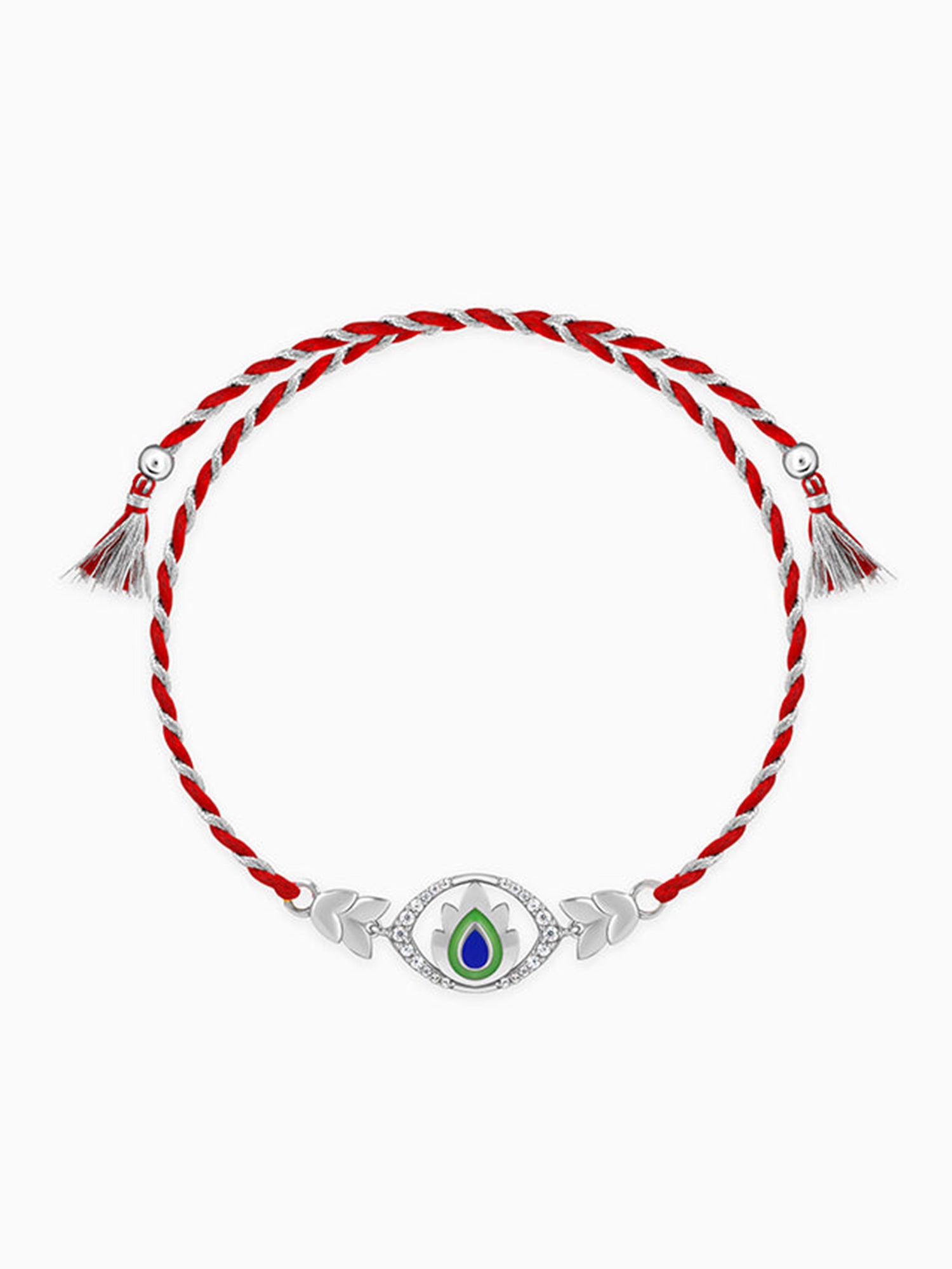 Silver Elegant Peacock Feather Rakhi