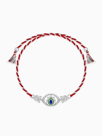 Silver Elegant Peacock Feather Rakhi