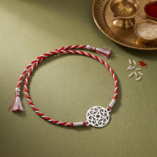 Silver Circular Mandala Rakhi