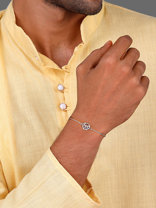 Silver Om Sphere Bracelet Rakhi