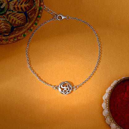 Silver Om Sphere Bracelet Rakhi
