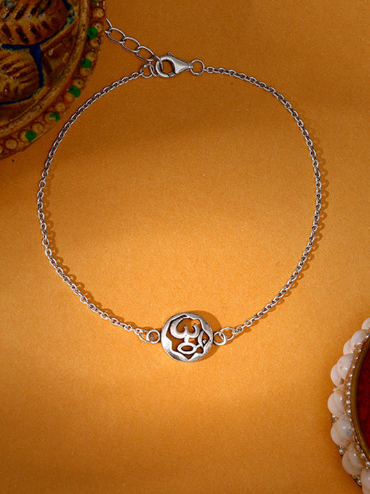 Silver Om Sphere Bracelet Rakhi