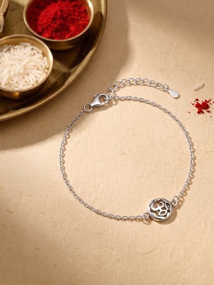 Silver Om Sphere Bracelet Rakhi