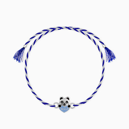Silver Blue Heart Panda Rakhi for Kids