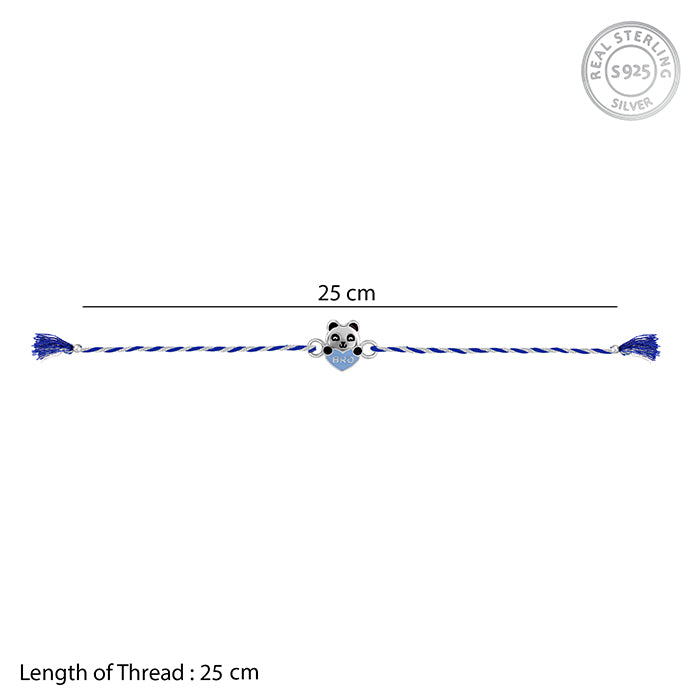 Silver Blue Heart Panda Rakhi for Kids