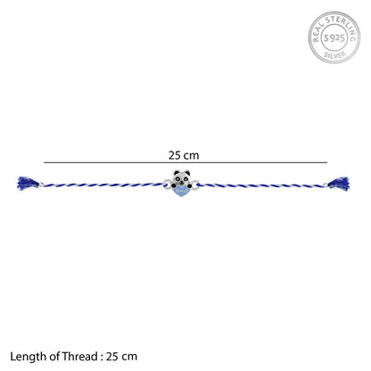 Silver Blue Heart Panda Rakhi for Kids