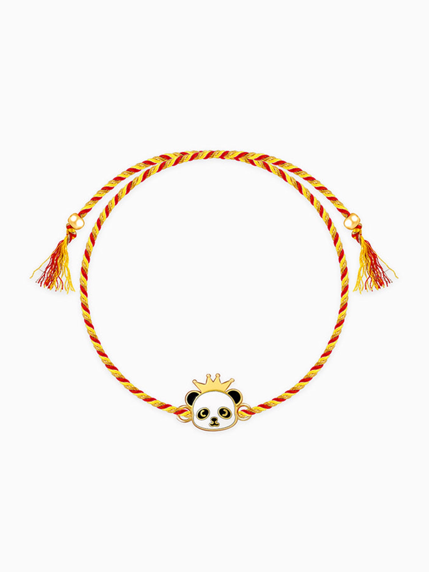 Golden Crowing Panda Rakhi for Kids