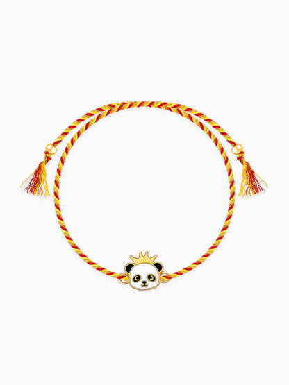 Golden Crowing Panda Rakhi for Kids