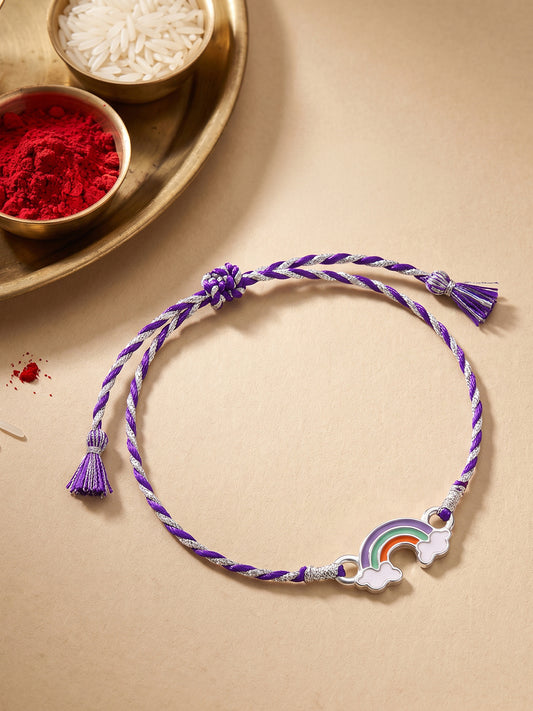 Silver Colourful Rainbow Rakhi  for Kids