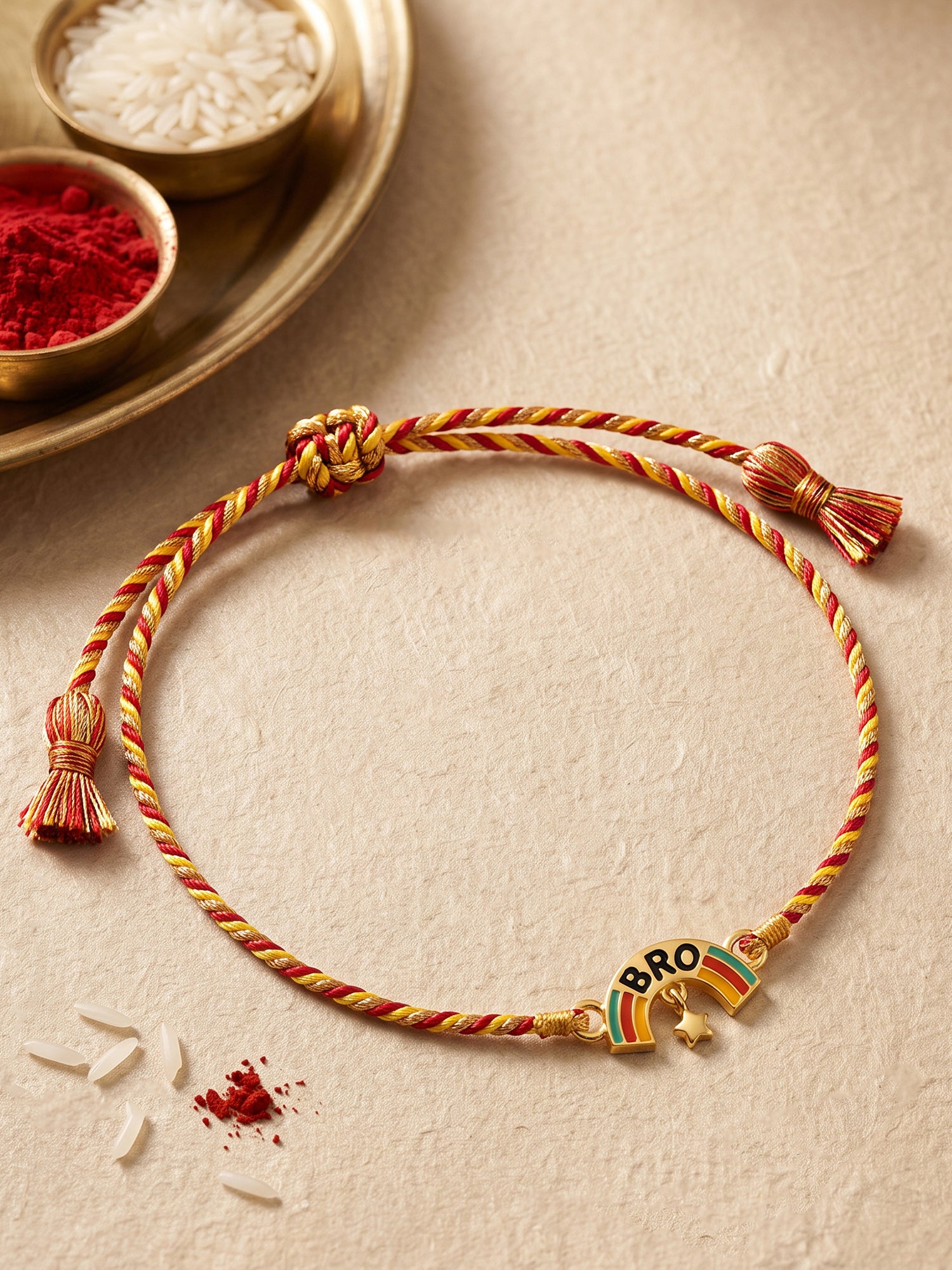 Golden Classic Rainbow Rakhi  for Kids