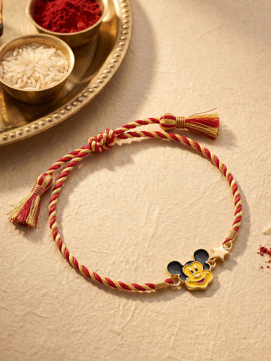 Golden Mickey Mouse Star Kids Rakhi