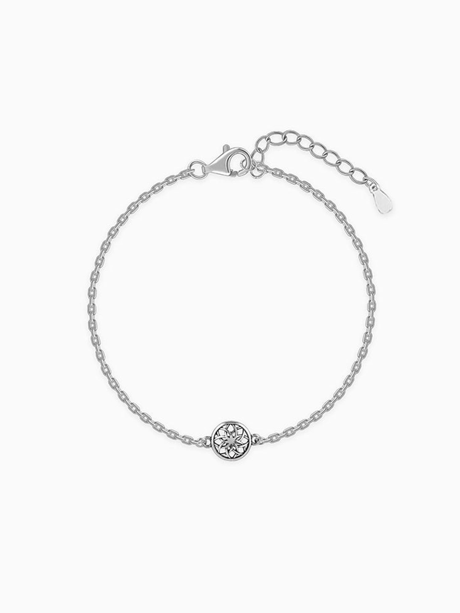 Silver Sphere Floral Bracelet Rakhi