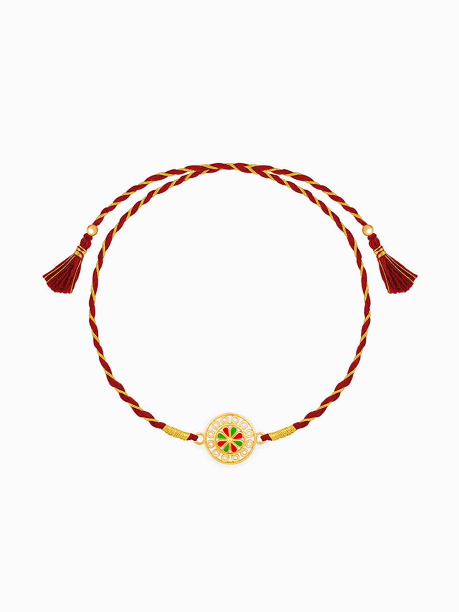 Golden Floral Circle Rakhi