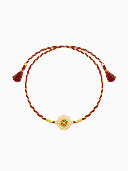Golden Floral Circle Rakhi