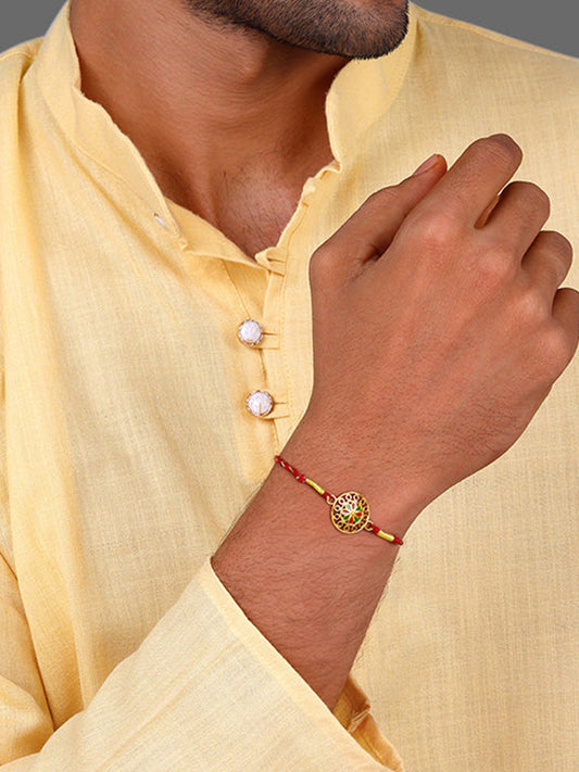 Golden Floral Circle Rakhi