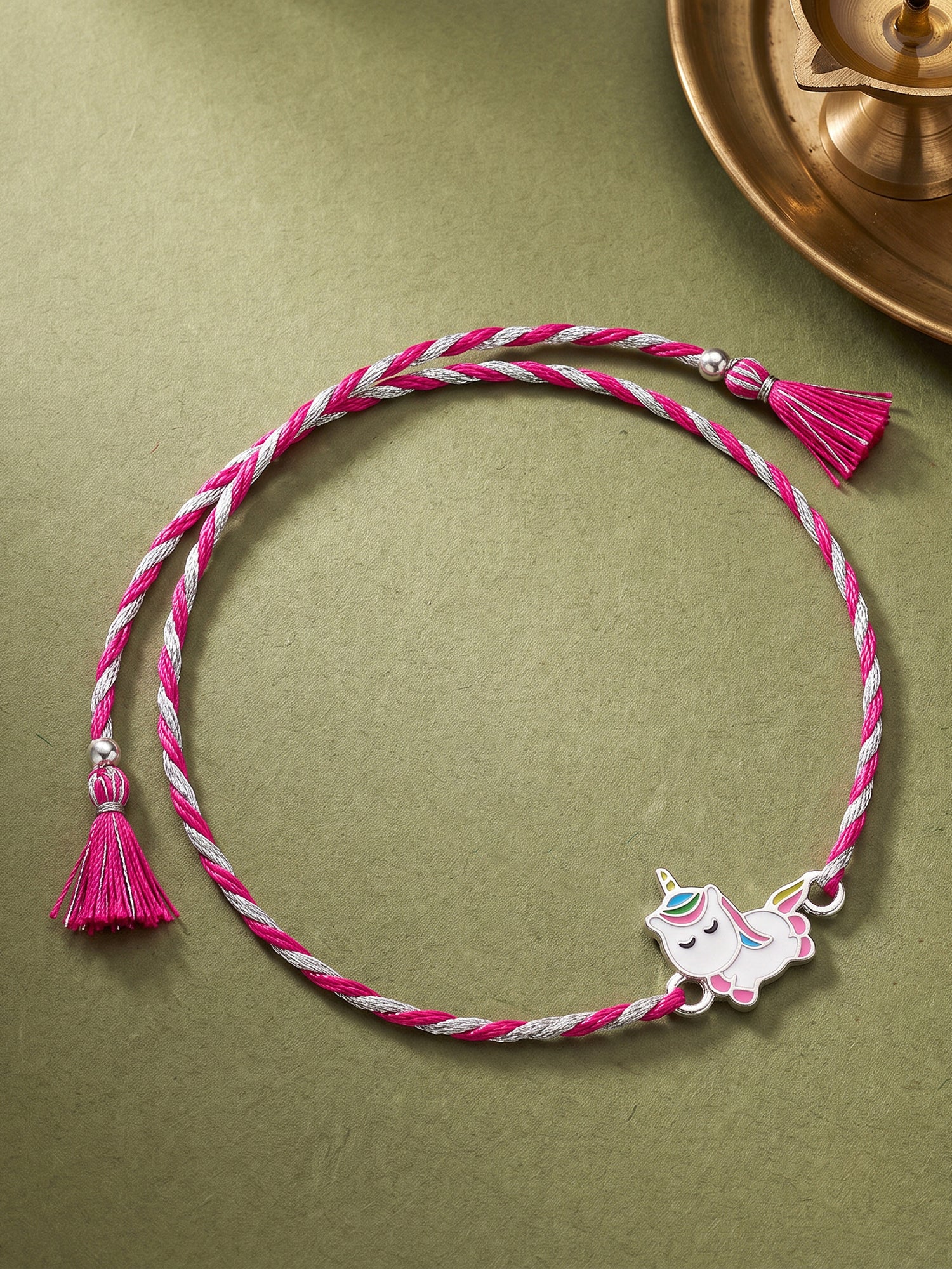 Silver Snoozy Unicorn Rakhi for Kids