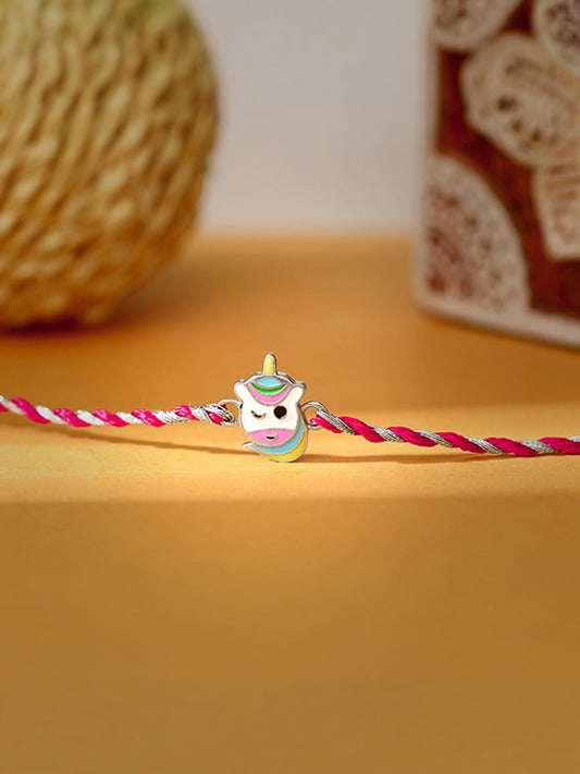 Silver Unicorn Winks Rakhi for Kids