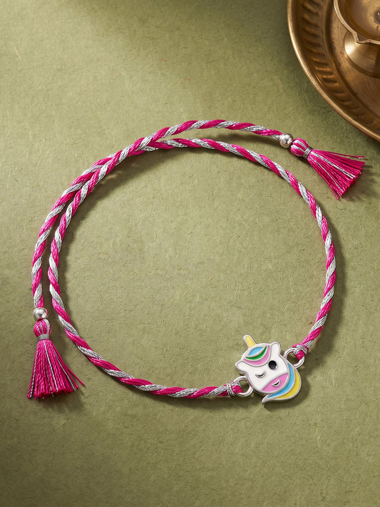 Silver Unicorn Winks Rakhi for Kids