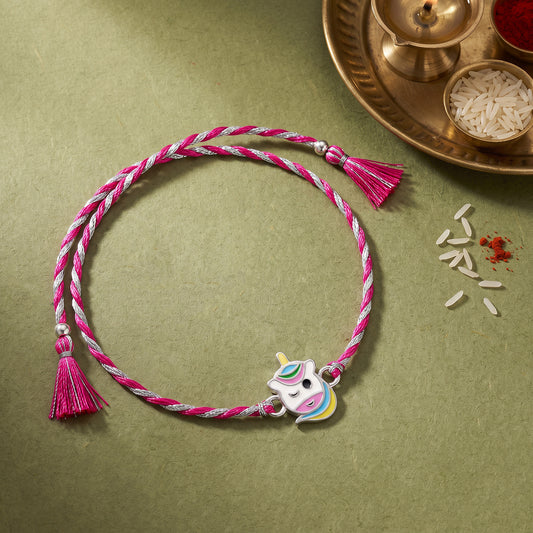 Silver Unicorn Winks Rakhi for Kids