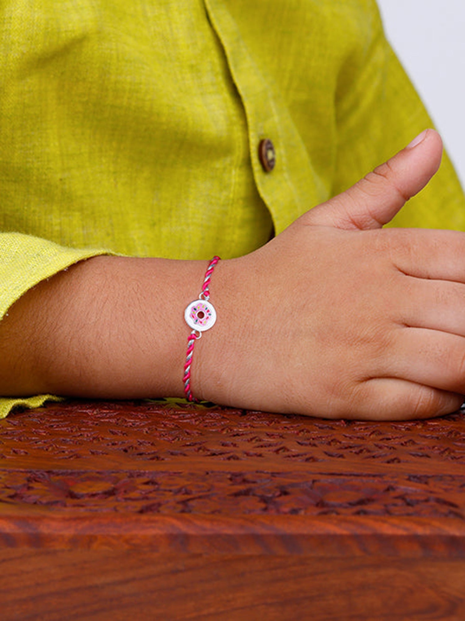 Silver Donut Life Rakhi for Kids