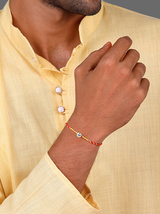 Golden Sphere Zircon Rakhi