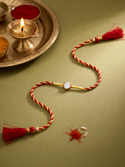 Golden Sphere Zircon Rakhi