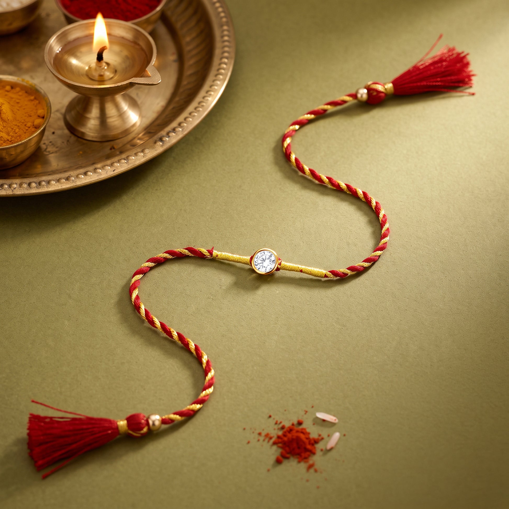 Golden Sphere Zircon Rakhi