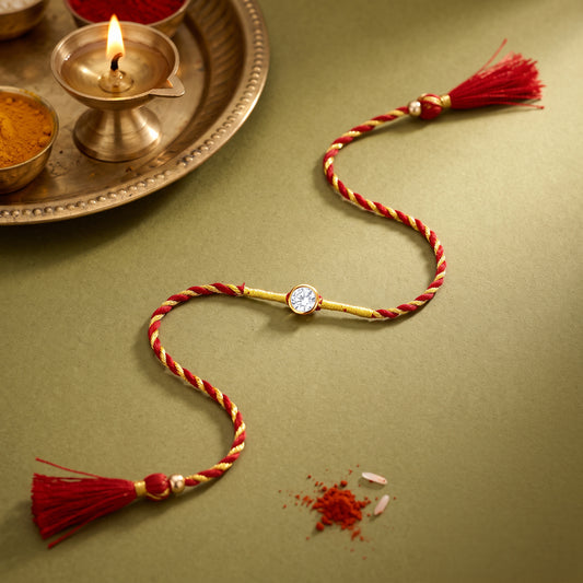 Golden Sphere Zircon Rakhi