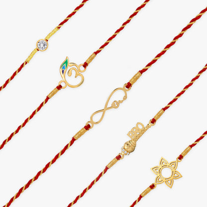 Golden Mangal Rakhi Combo (Set of 5)